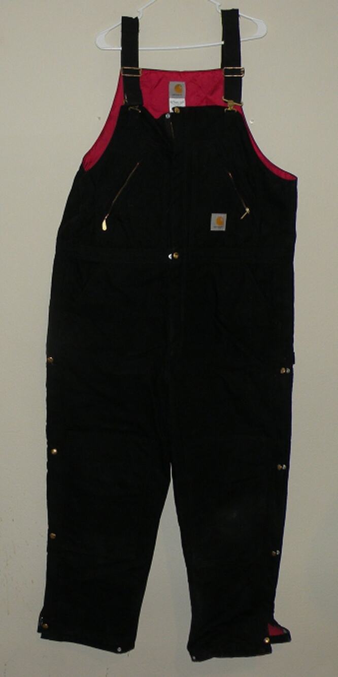 Carhartt R38 BLK Men’s 42 x 30 Insulated Canvas Overalls Black 100% Cotton